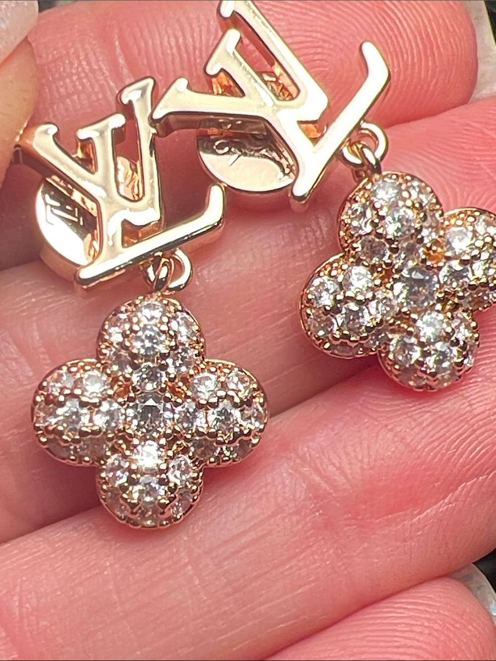 Inspired Gold Crystal Clover Drop Earrings